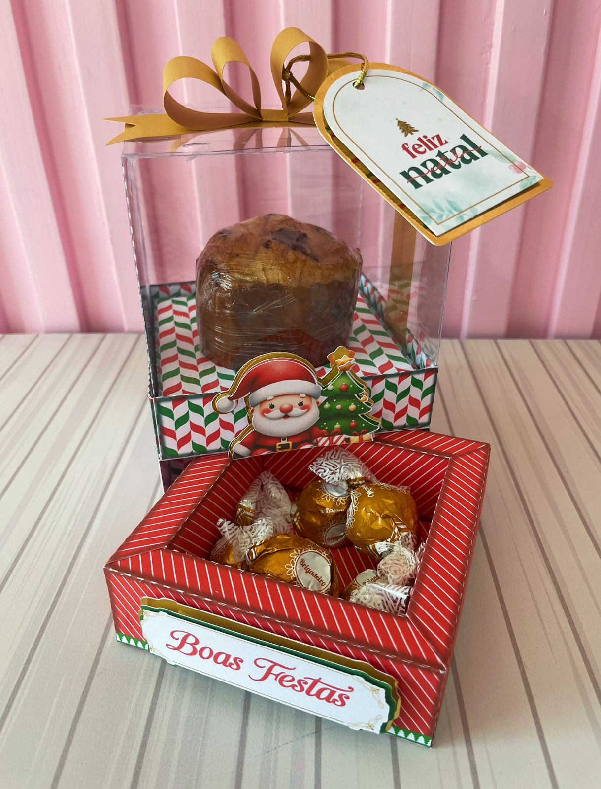 Caixa Vitrine com Gaveta para Mini Panetone – Não acompanha panetone e doce