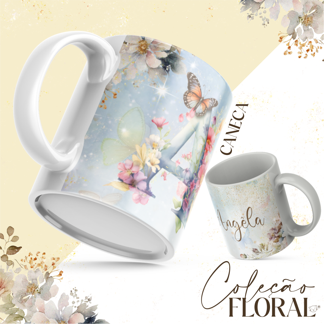 Caneca Floral - Coleção Alfabeto Floral