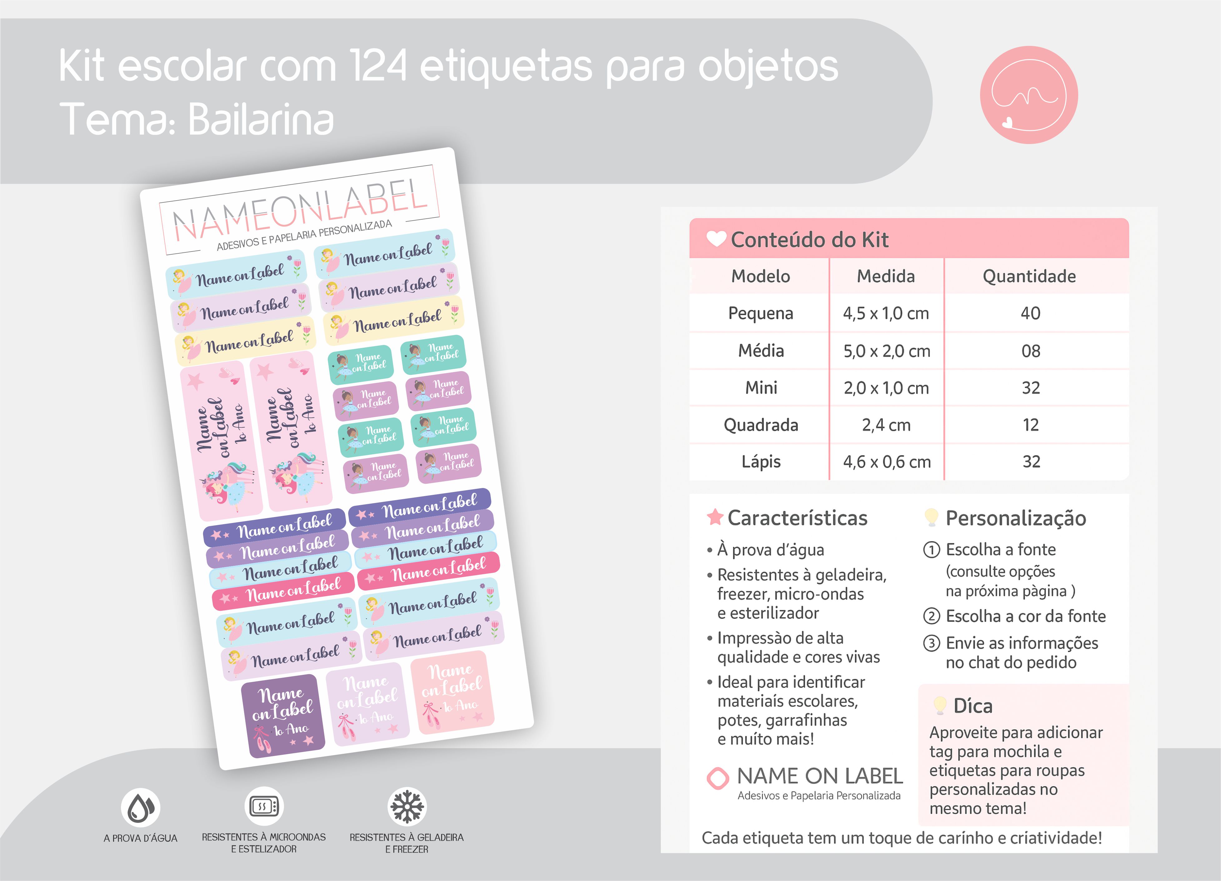 Kit Escolar Personalizado - Tema: Bailarina