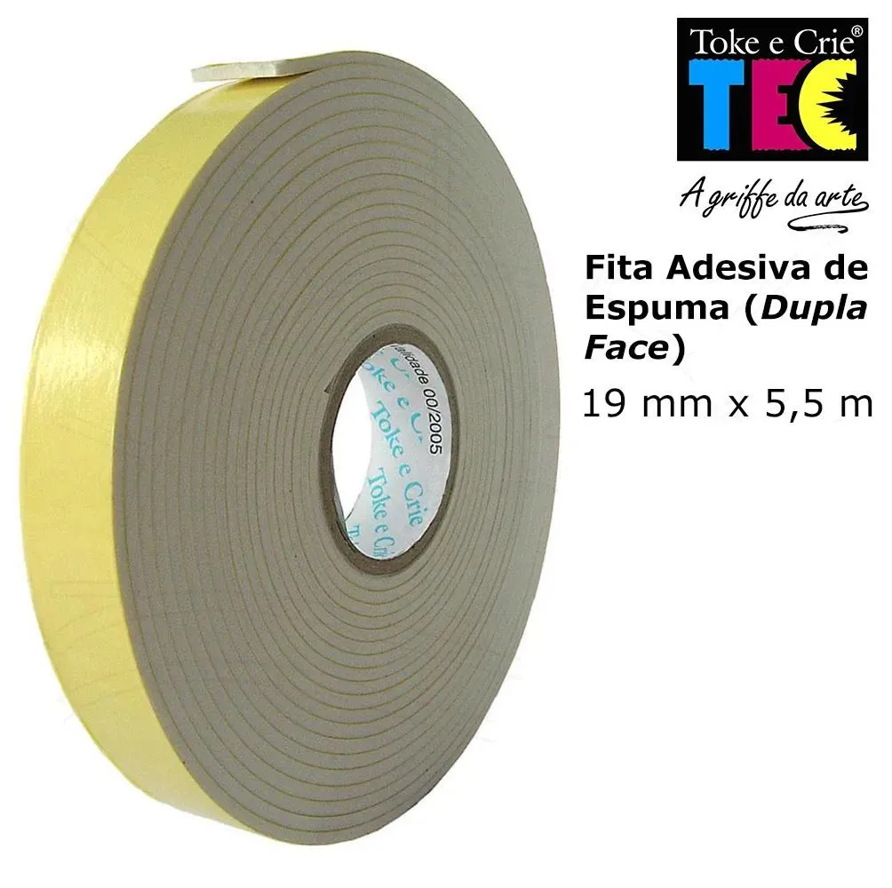 FITA ADESIVA DE ESPUMA DUPLA FACE 19MMx5,5M - Toke e Crie