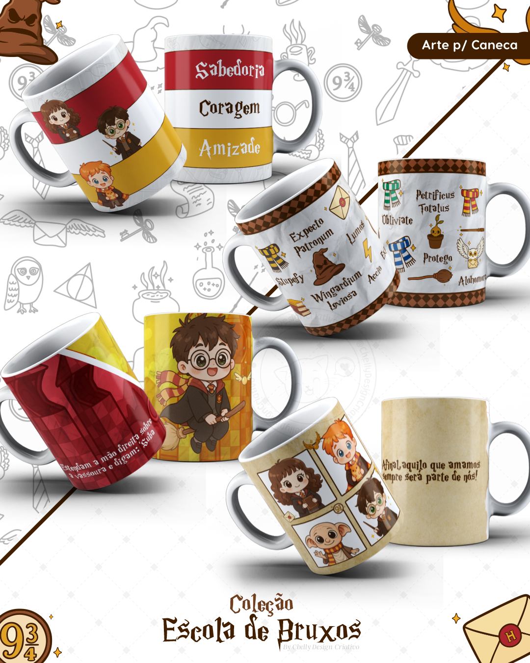 Caneca Harry Potter Cute - Coleção escola de Bruxos