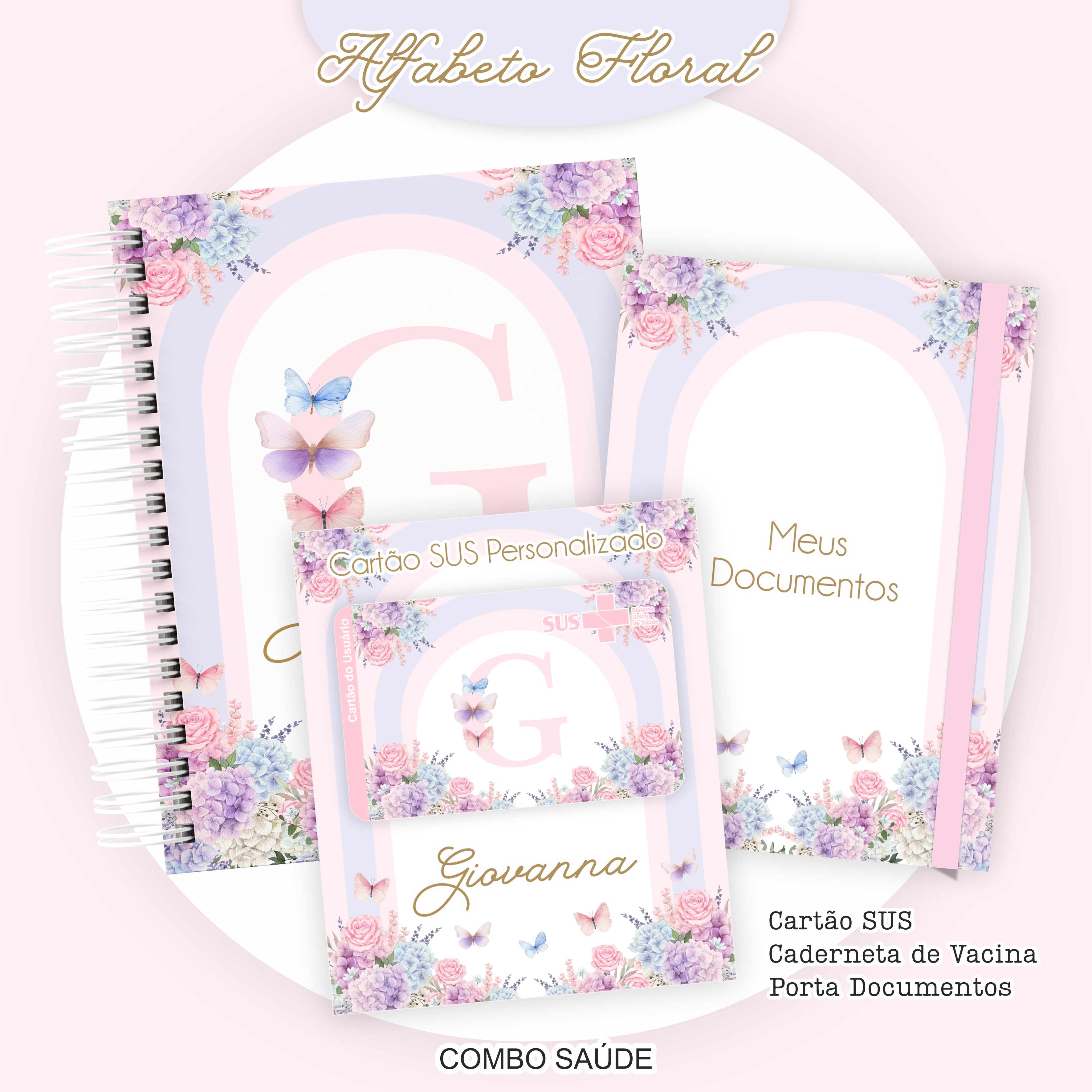 Combo Saúde do Bebê - Alfabeto Floral Menina