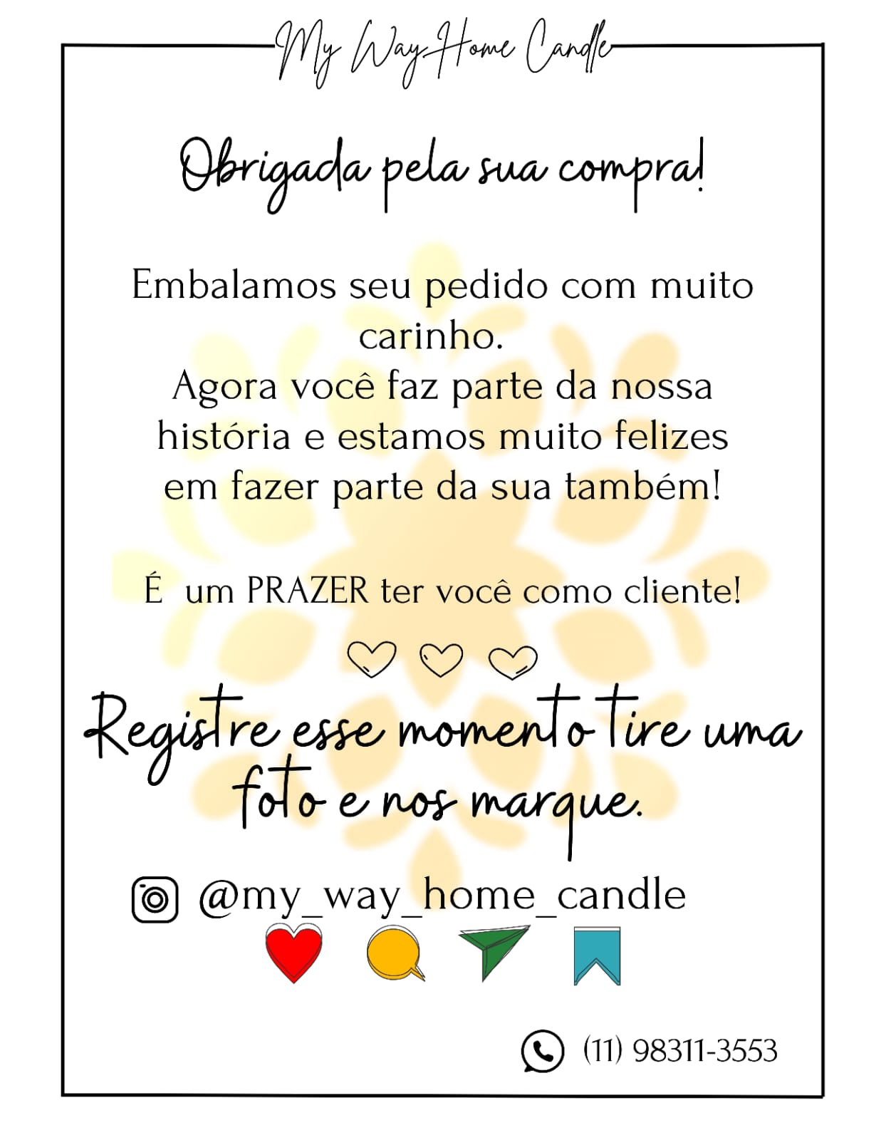 Cartões de Agradecimento 7 x 9 cm 