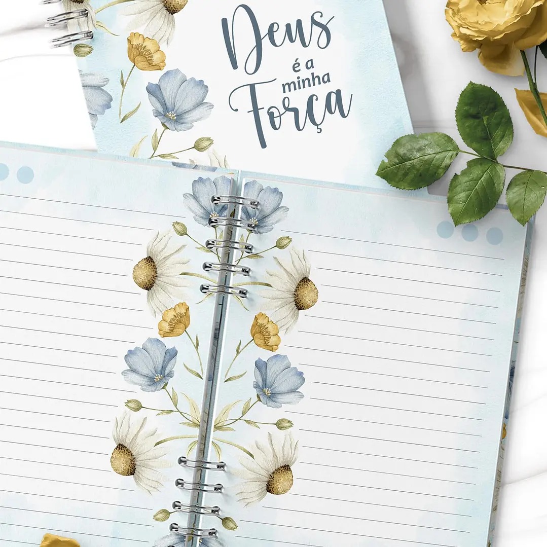 Caderno Pautado Flores do Campo Azul