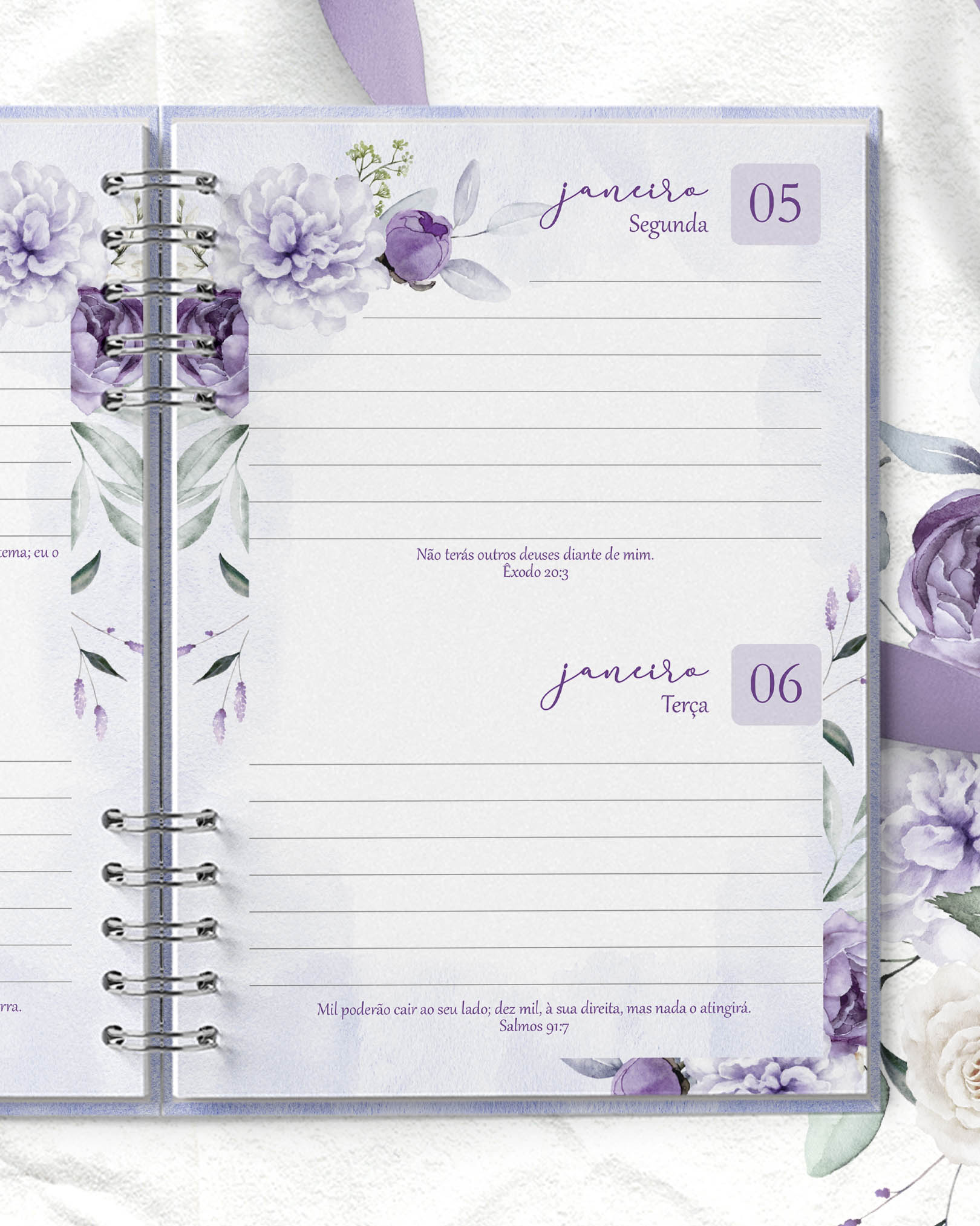 Agenda 2026 2 Dias por Página COM VERSÍCULOS Violeta