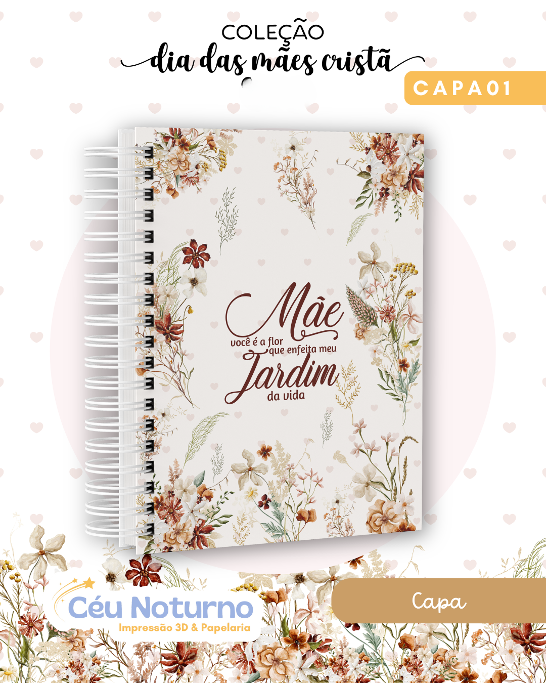 Caderno Versículos Wildflower Marrom - Coleção Cristã