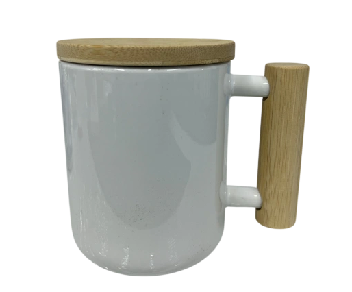 Caneca com Alça e Tampa de Bambu Personalizada