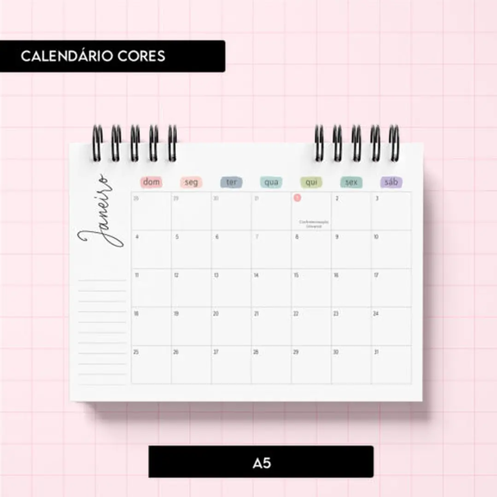 Calendário Cores 2026 A5 - Somente Capa Personalizada