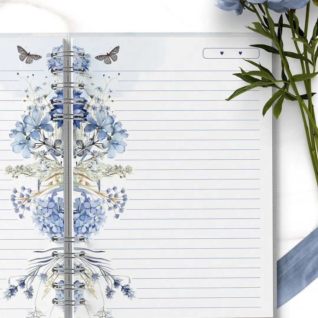 Cadernos Azul Floral