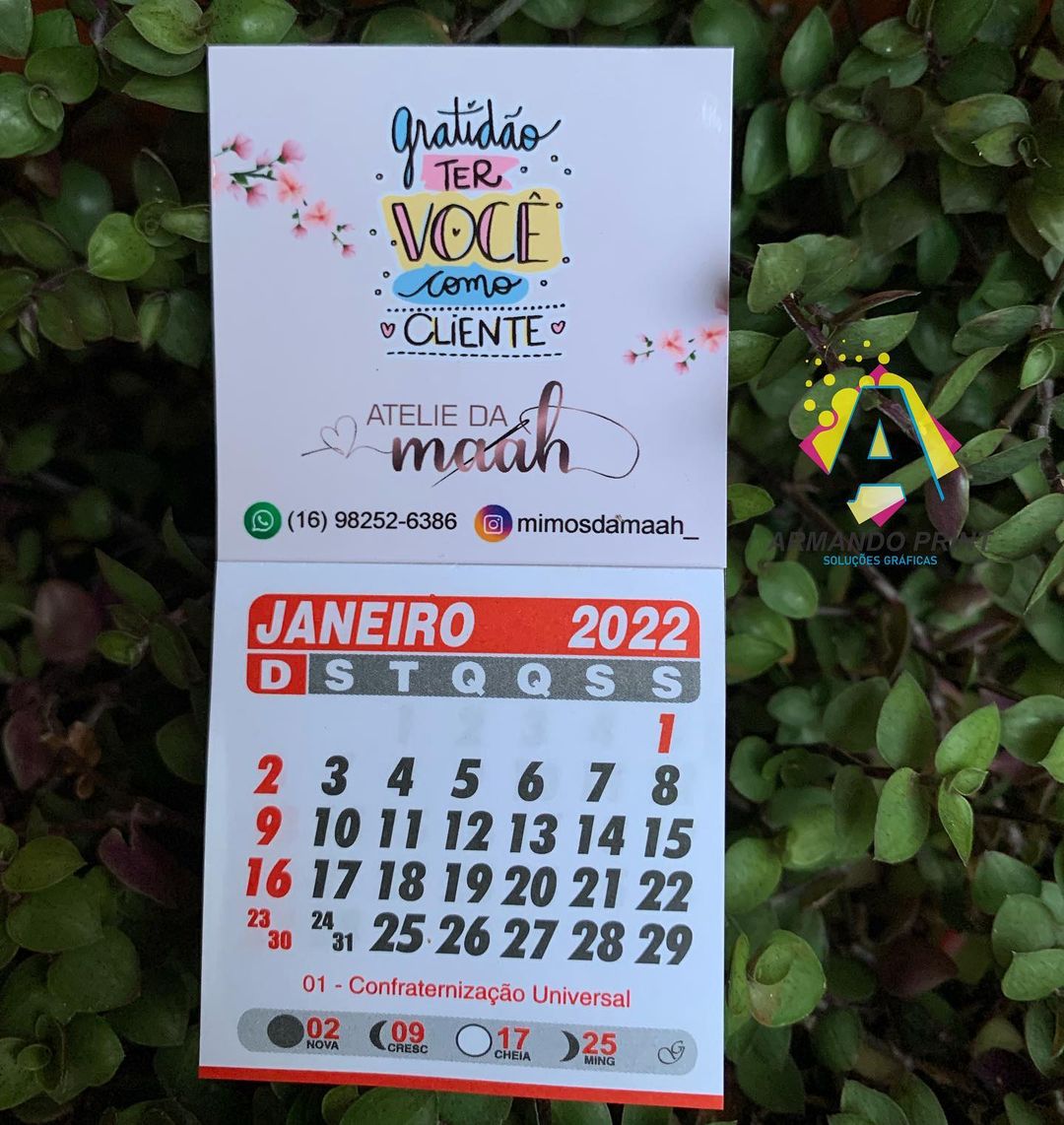 Calendário Imã de Geladeira C/ Folhinas