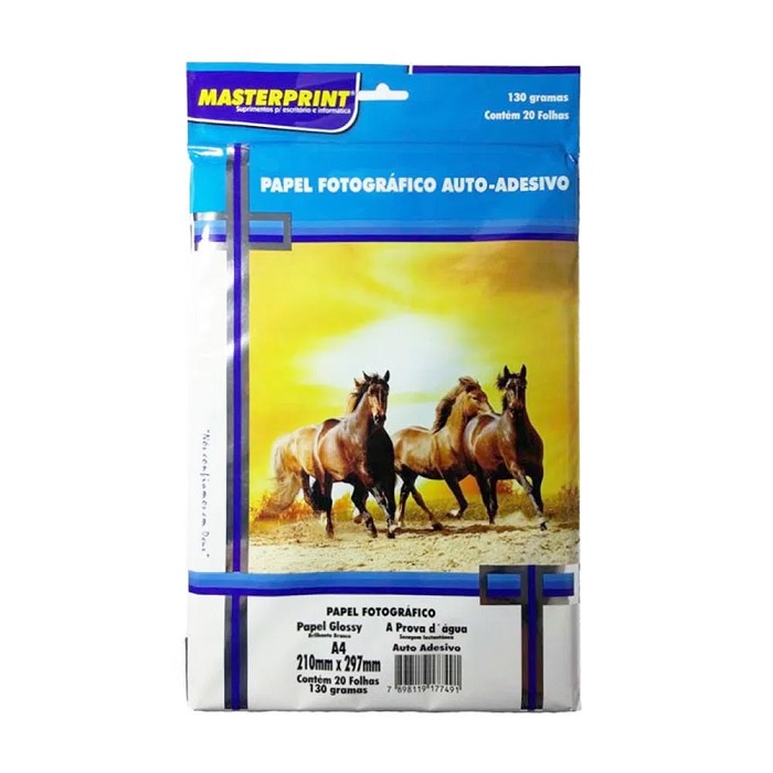 PAPEL FOTO GLOSSY AUTO ADESIVO 130G/M² A4 - 20F