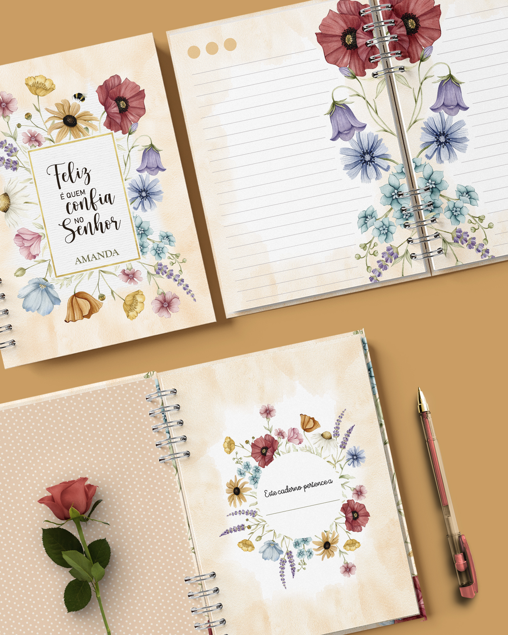 Caderno Floral Personalizado