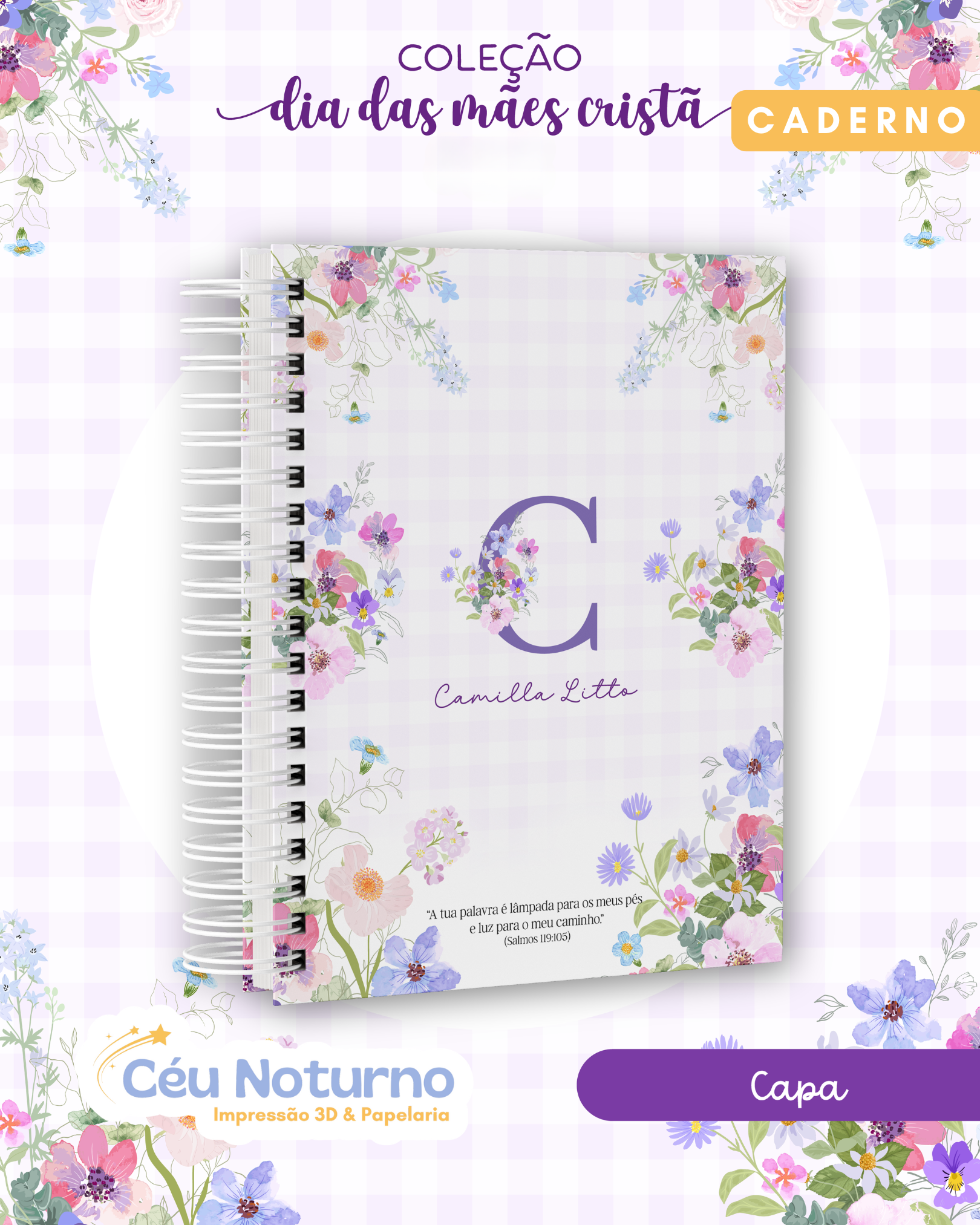 Caderno Versículos Lilás - Coleção Cristã