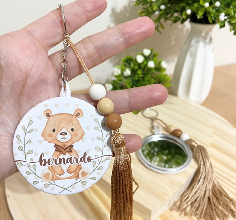 Chaveiro Espelho 5,5cm com Tassel