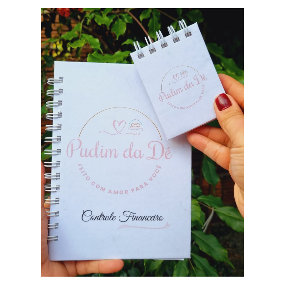 Caderno controle financeiro + mini bloco anotações 9x7,5cm