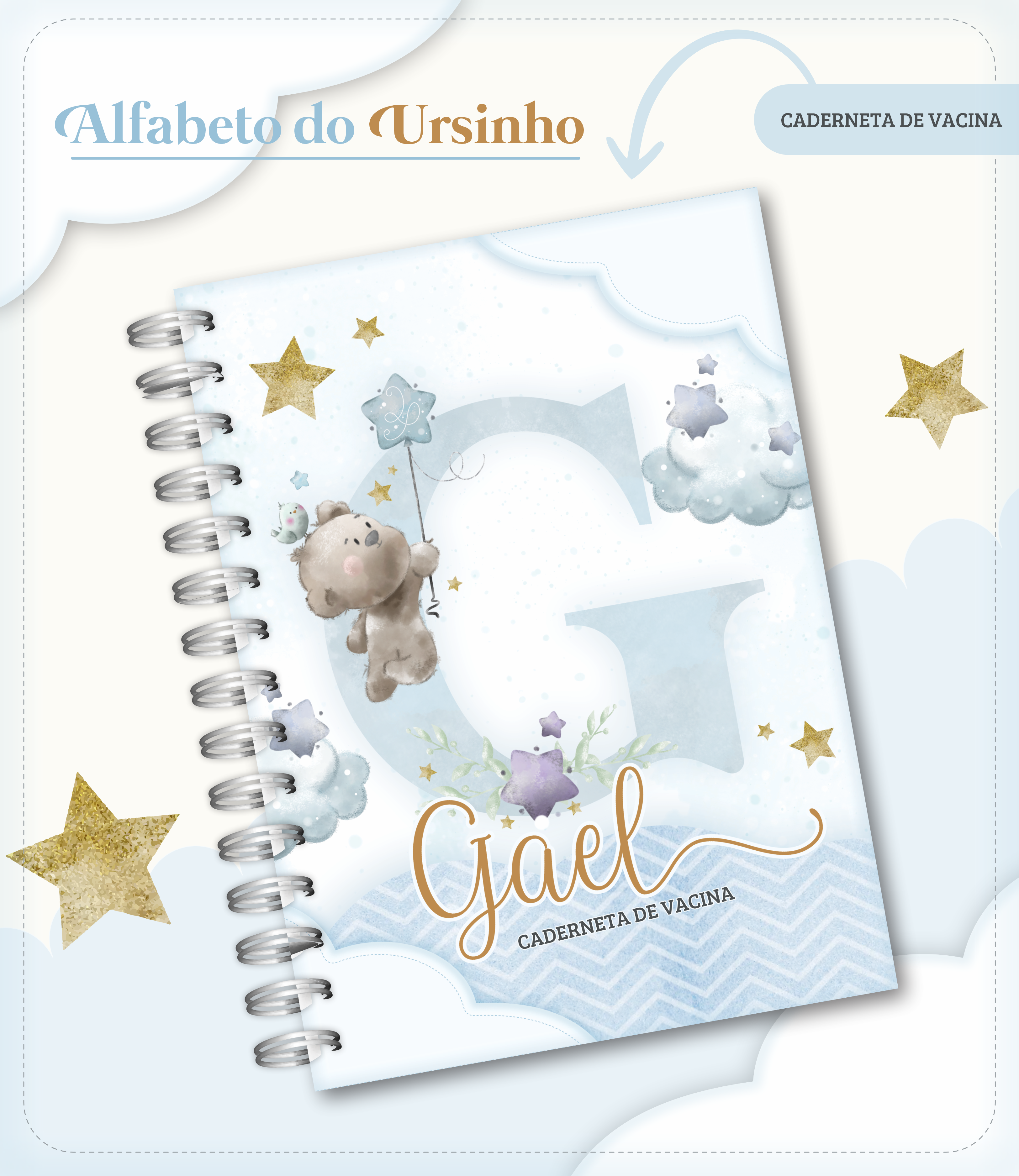 Kit Bebê Alfabeto Ursinho Azul
