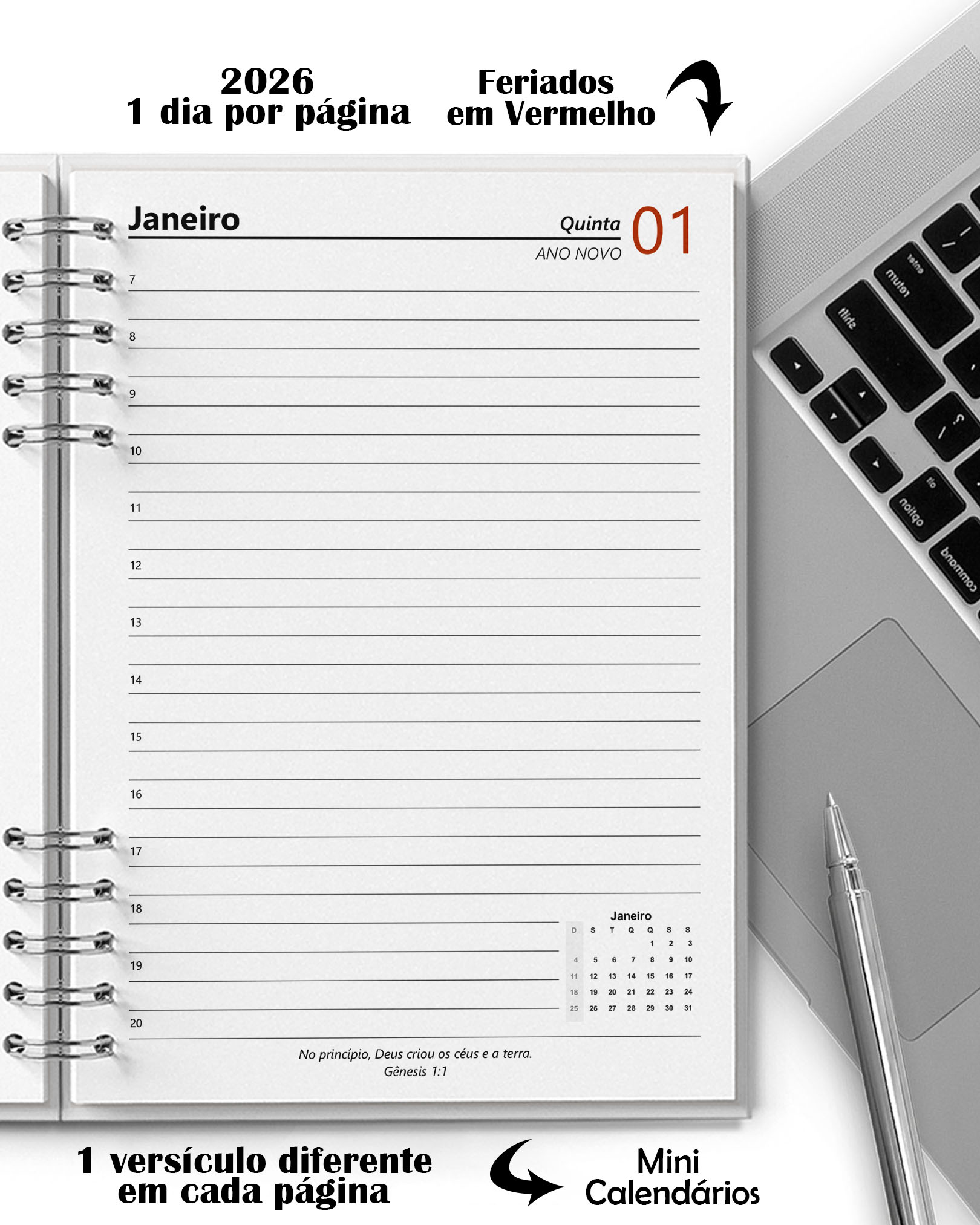 Agenda Clássica Personalizada 1DPP (DATADA E PERMANENTE)