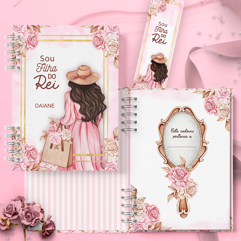 Caderno Mulher Virtuosa com marcador de página