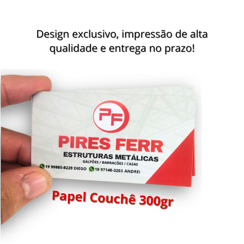 1000 un - Cartões de Visita 250 Gr Couchê Impressão Frente