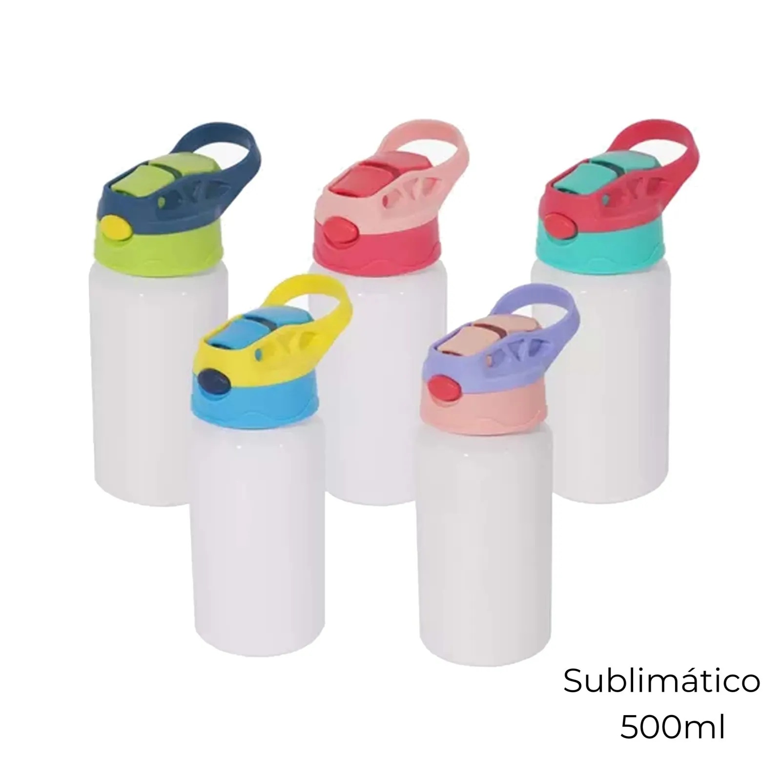 Squeeze de Alumínio Tampa Colorida Ejetável 500ml