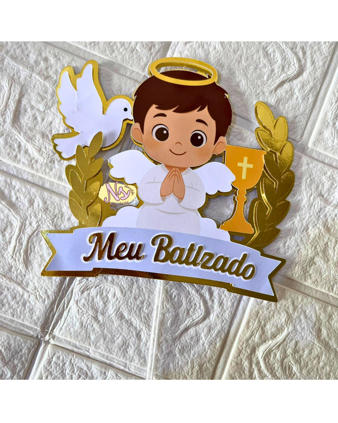 TOPO DE BOLO BATIZADO MENINO
