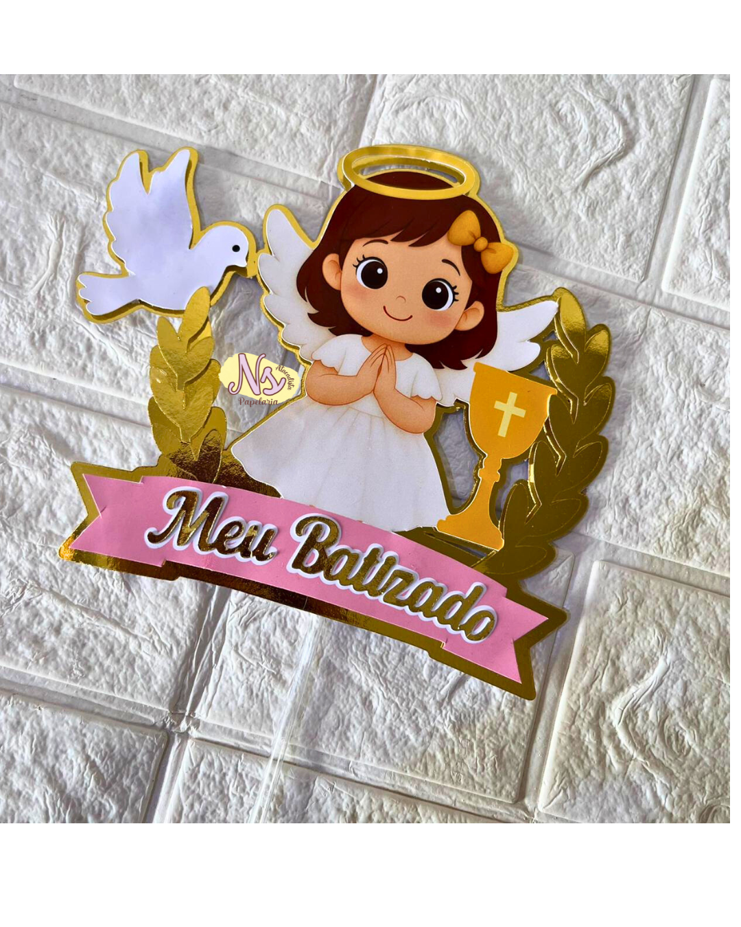TOPO DE BOLO BATIZADO MENINA