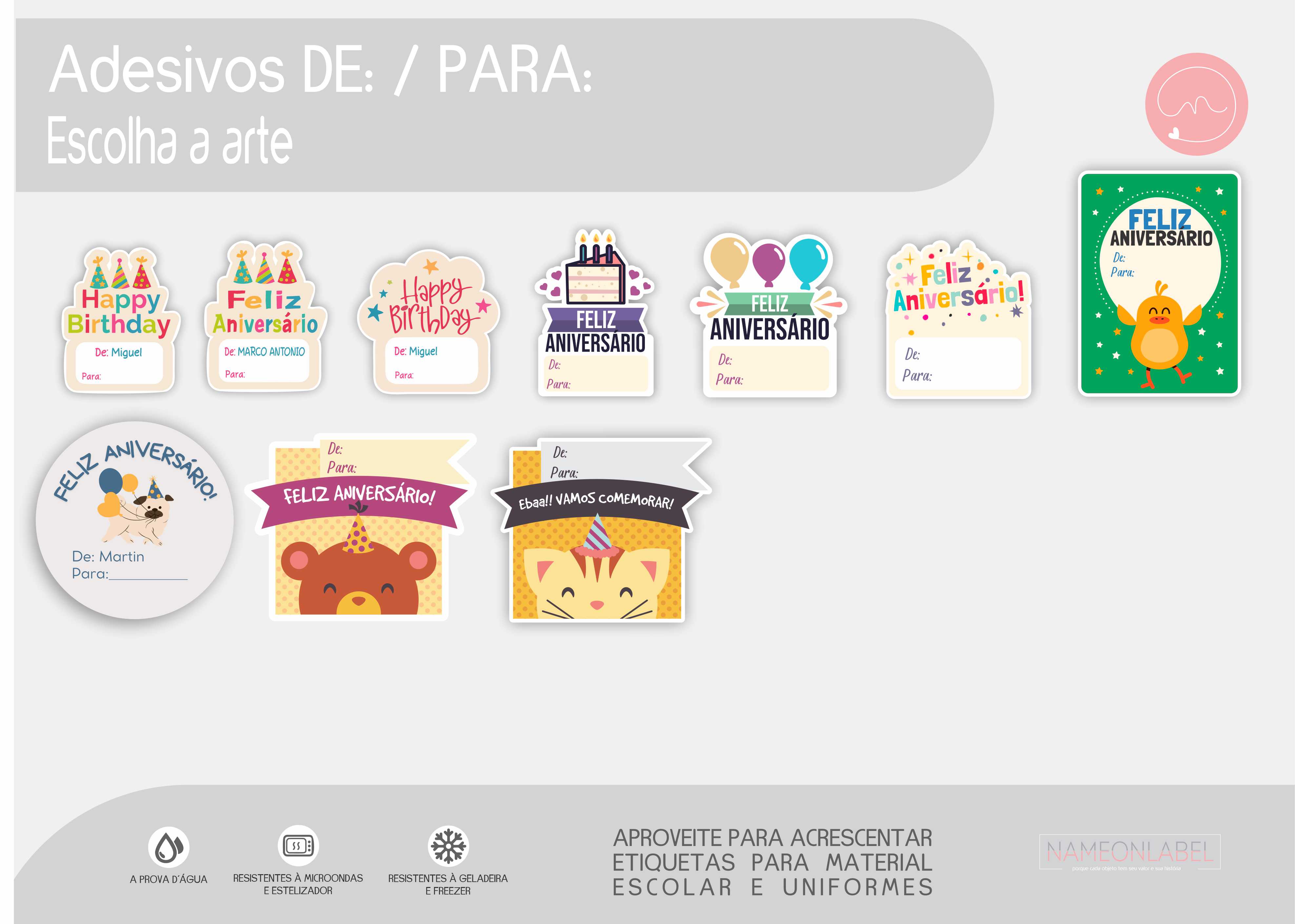 🎁 Adesivos “De / Para” para Presentes 🎁