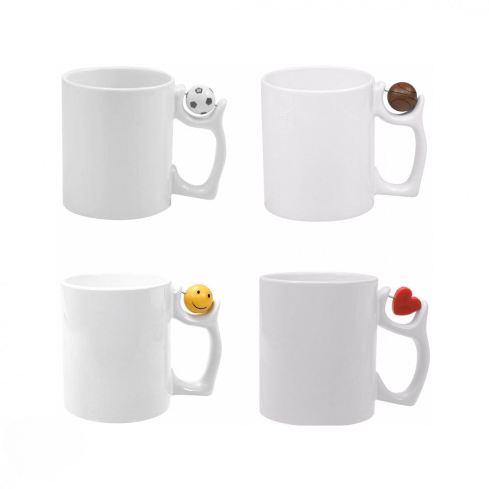 Caneca Branca de Cerâmica com Pingente na Alça (Personalizável)
