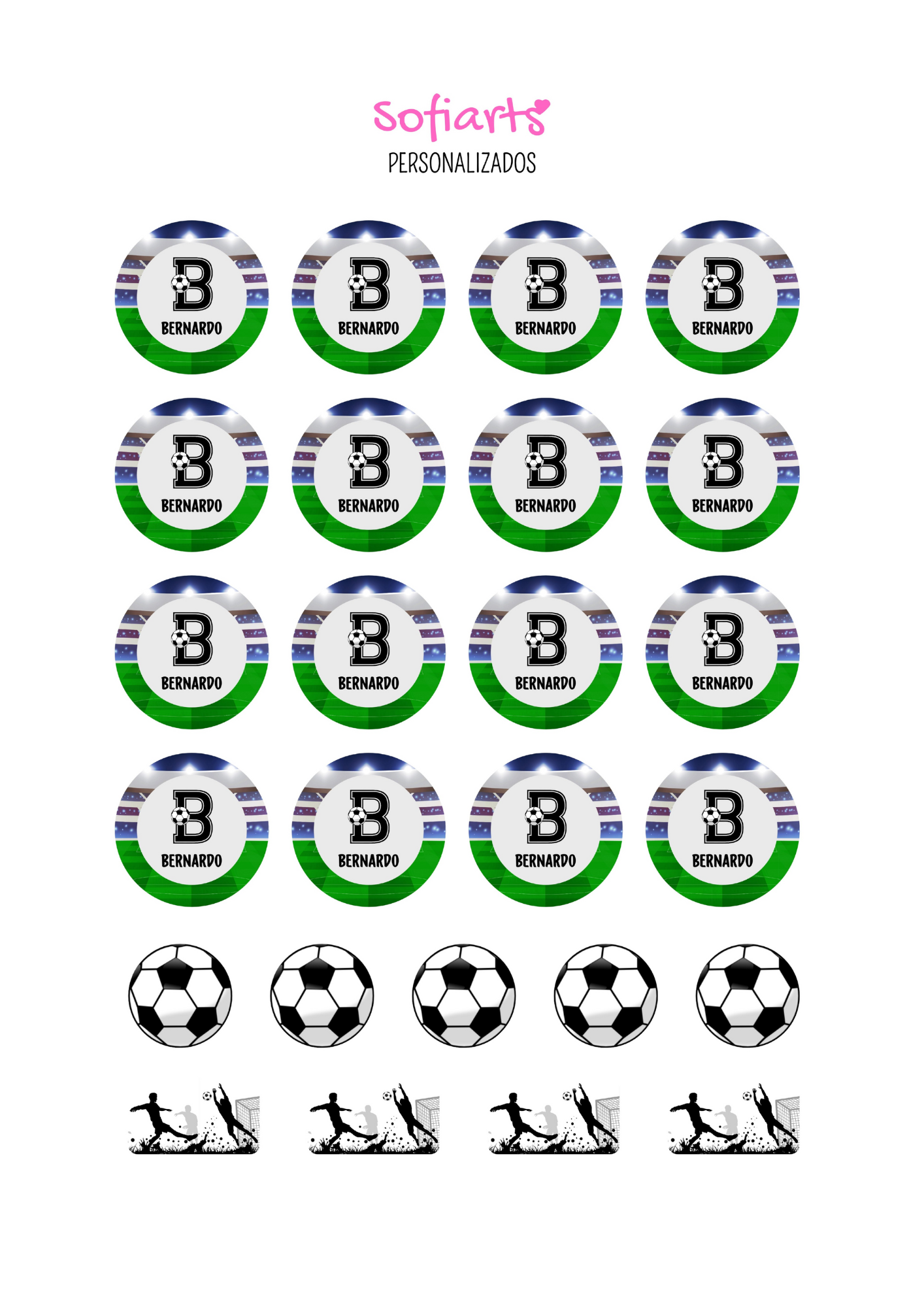 Kit Etiquetas Escolar Futebol Brilho/ Glossy- 61 Unidades