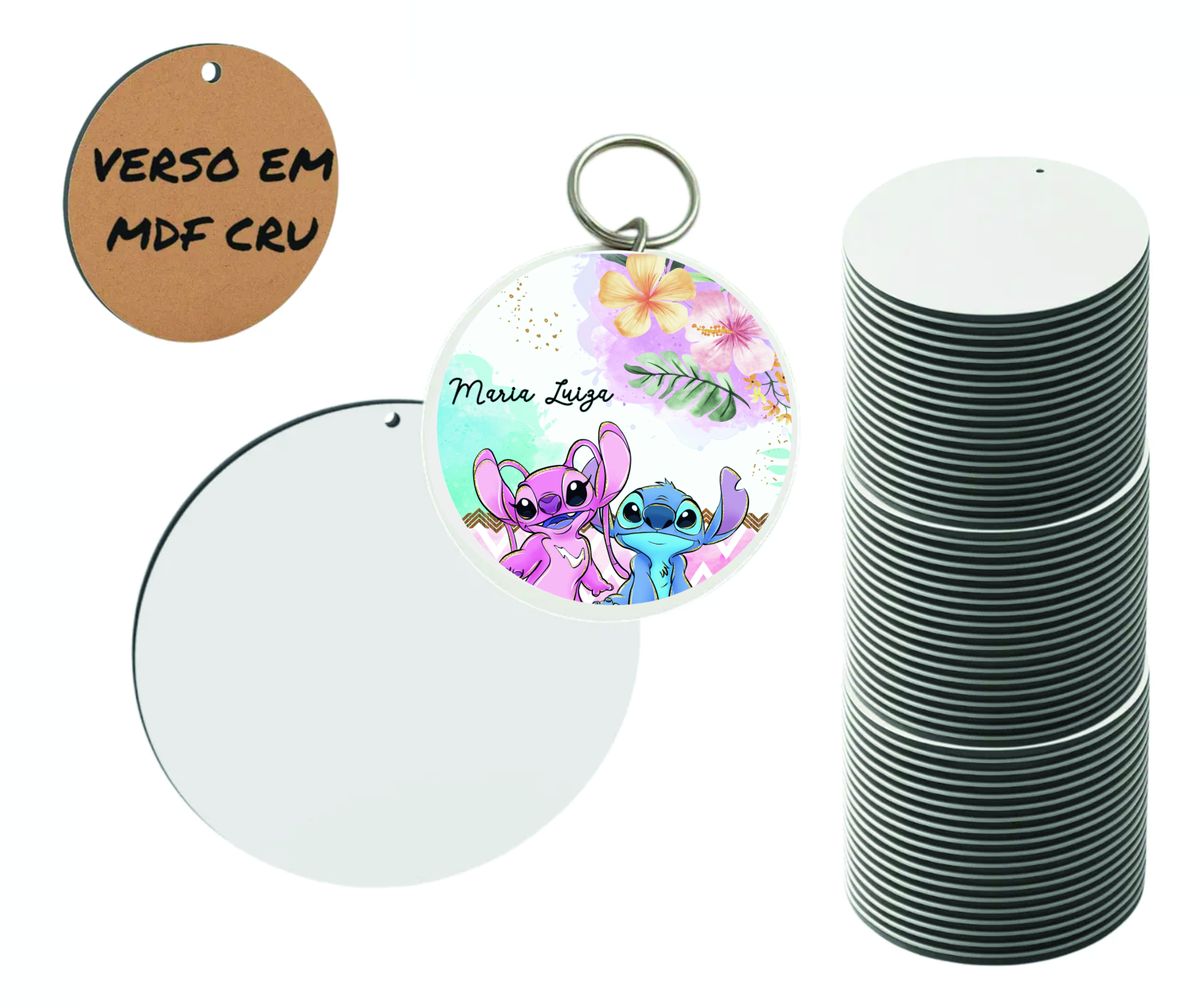 Chaveiros de mdf para identificação - Redondo