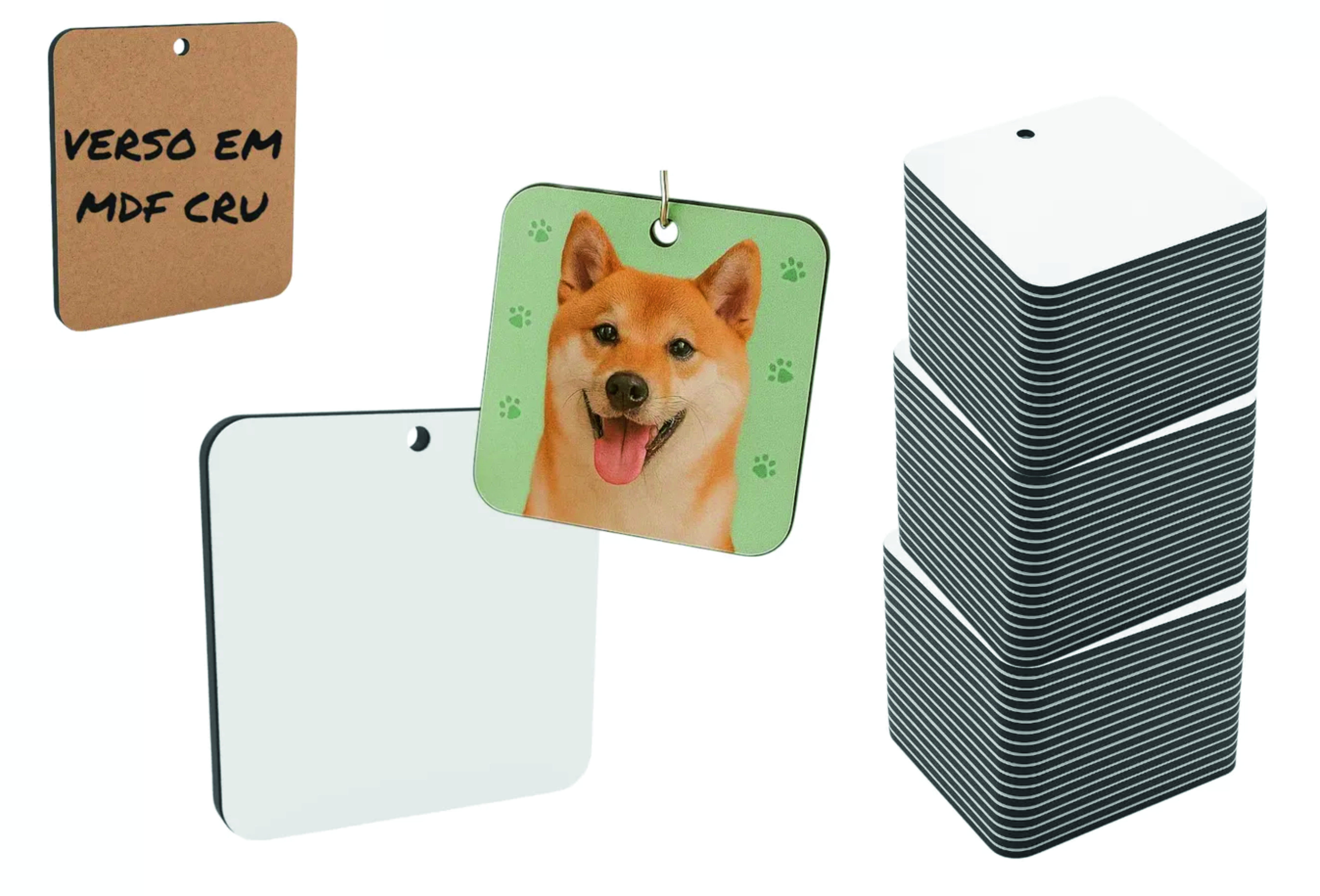 Chaveiros de mdf para identificação - Quadrado (Cópia)