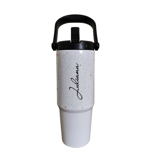 Copo INOX Flow - 900ml - Viagem - Branca - Alça Portátil - Bico - Térmico