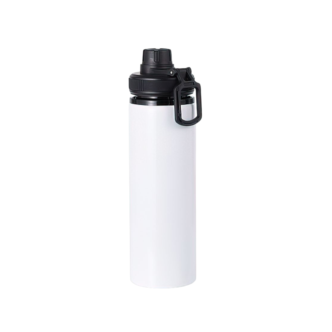 Garrafa de Alumínio Tumbler - 850ml - Branca -Tampa e Bico Rosca