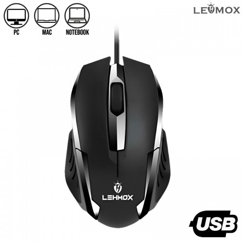 MOUSE USB ERGONÔMICO LEY-1504 CABO 1,5 - LEHMOX