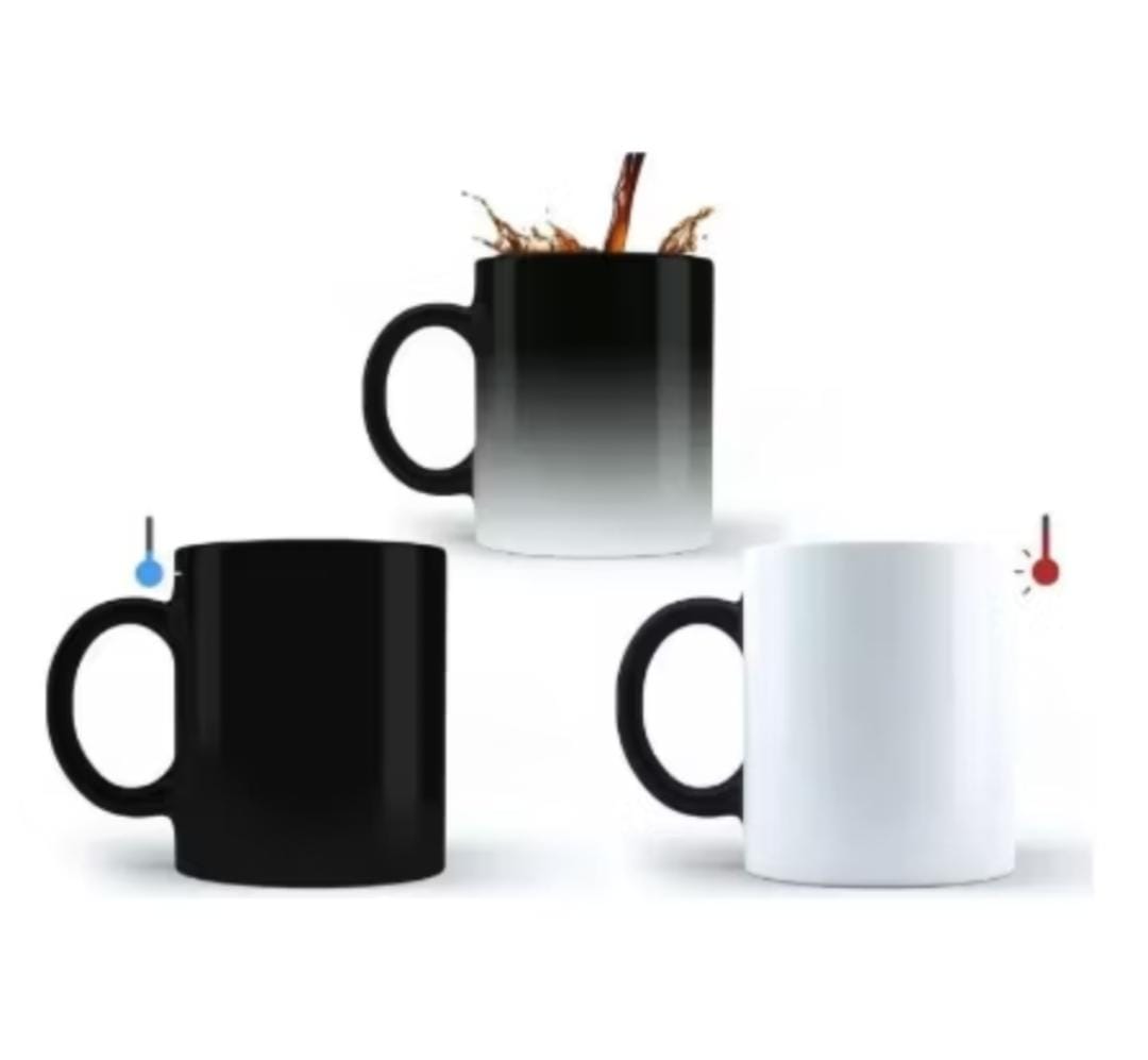 Caneca de Cerâmica Mágica Preta — 325ml - Personalizada