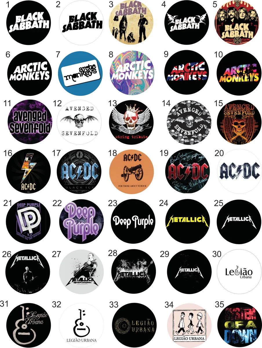Bottons Bandas De Rock