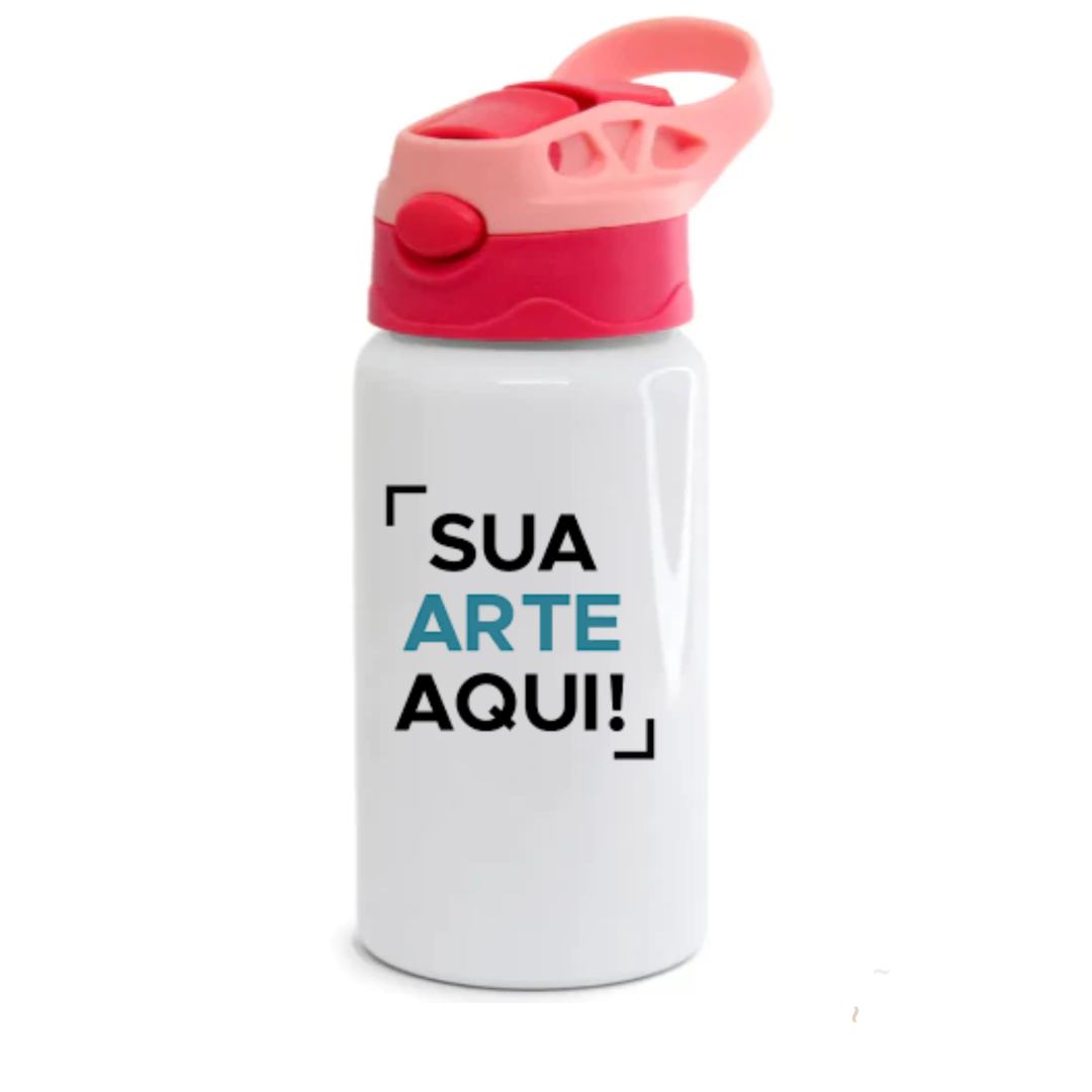 Squeeze infantil Bico Retrátil Vermelha com Rosa 500ML