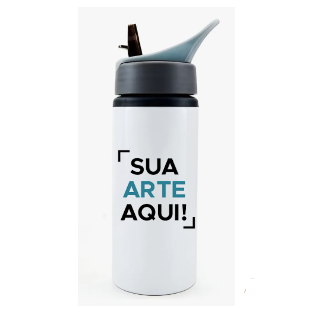Squeeze Personalizada Alumínio Bico Retrátil BRANCA 600ml
