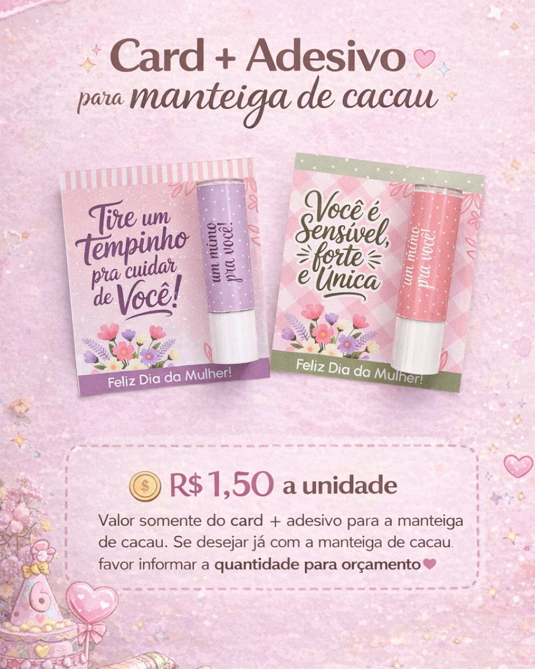 CARD + ADESIVO PARA MANTEIGA DE CACAU