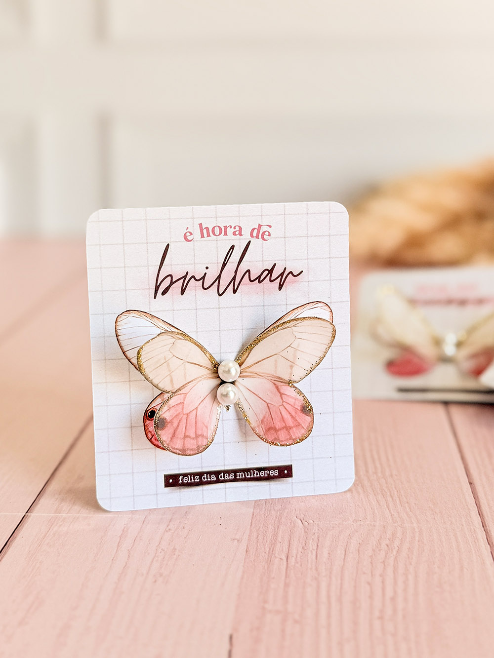 CARD BRINCO BORBOLETA ROSA 10 UNIDADES
