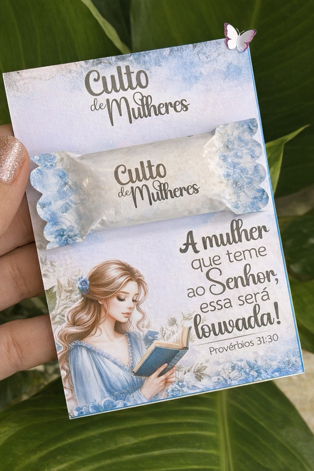 CARD COM BALINHA CULTO DAS MULHERES 10 UNIDADES