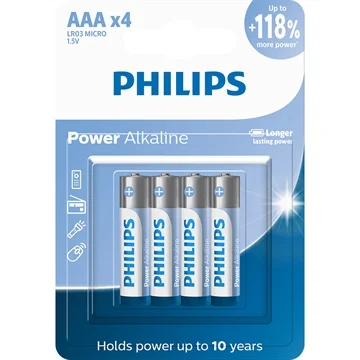PILHA AAA ALCALINA LR03P4B/59 1.5V C/ 04 UNID - PHILIPS