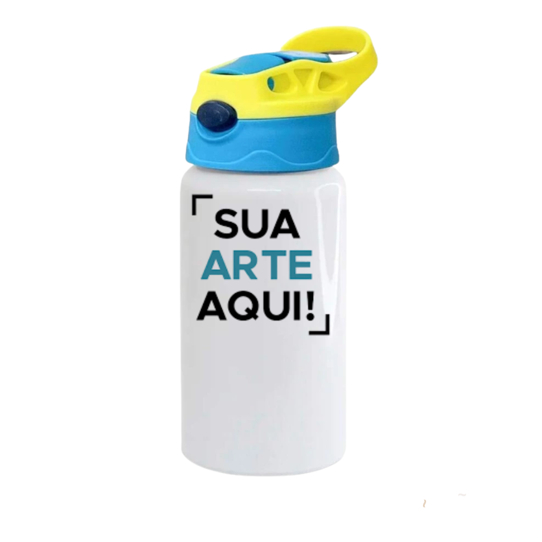 Squeeze infantil Bico Retrátil Azul com amarelo 500ML