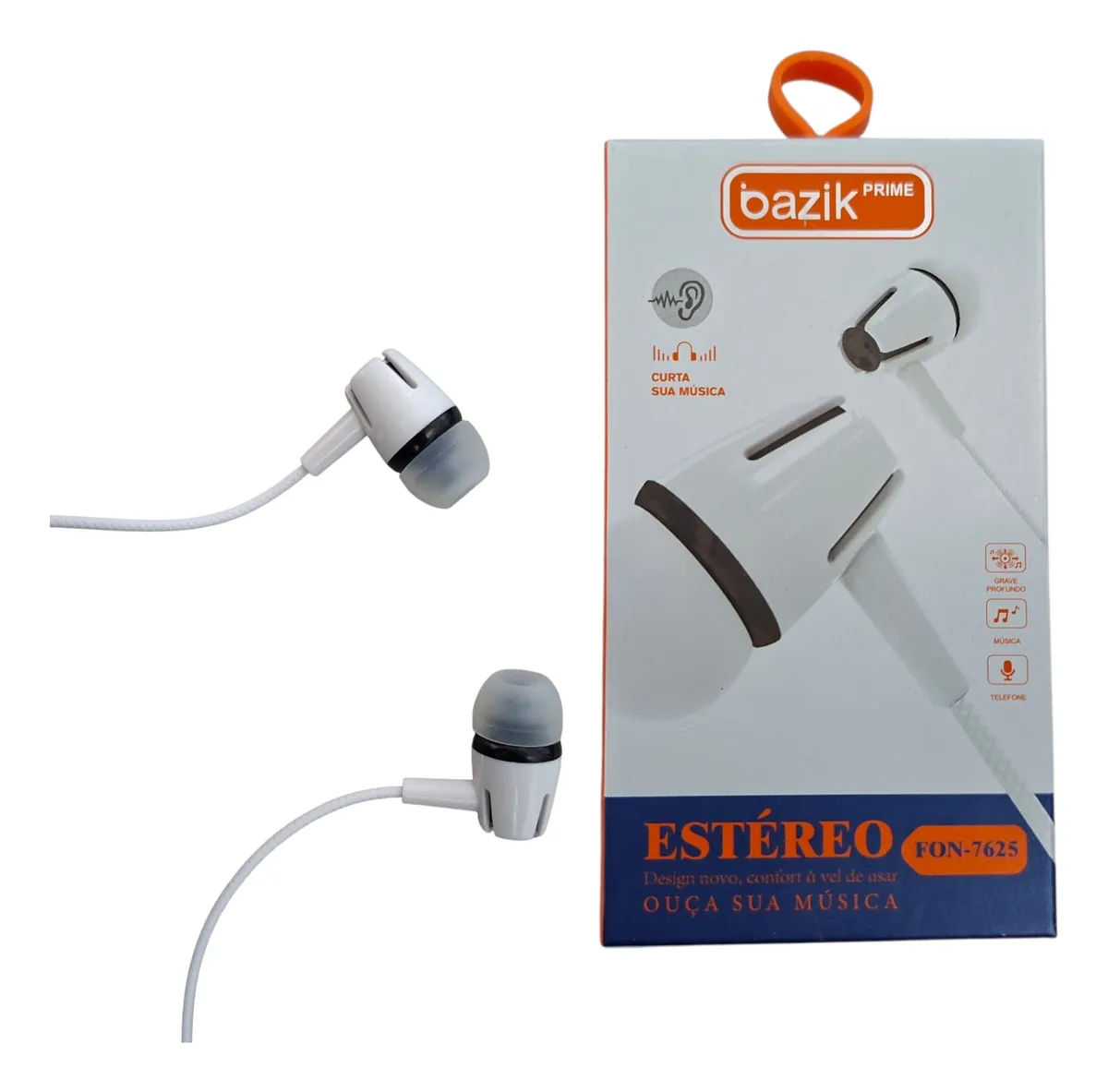 FONE DE OUVIDO COM FIO ESTÉREO FON -7625 - BAZIK