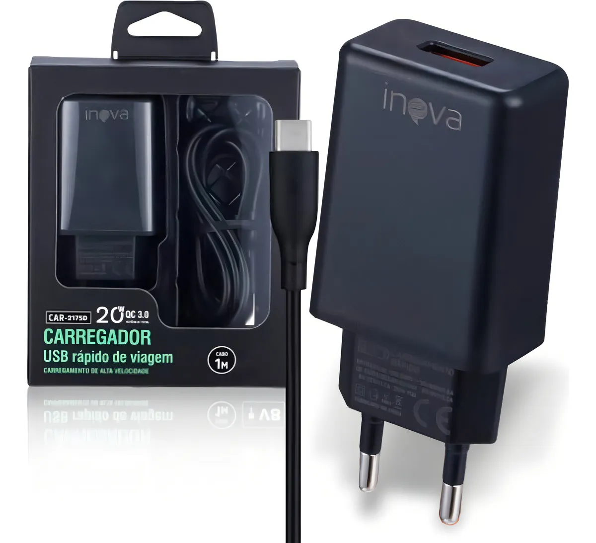 CARREGADOR USB DE VIAGEM 20W REAL TIPO-C CAR-2176D - INOVA