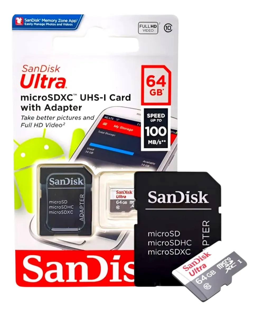 CARTÃO DE MEMORIA ULTRA MICROSDHC 64GB - SANDISK