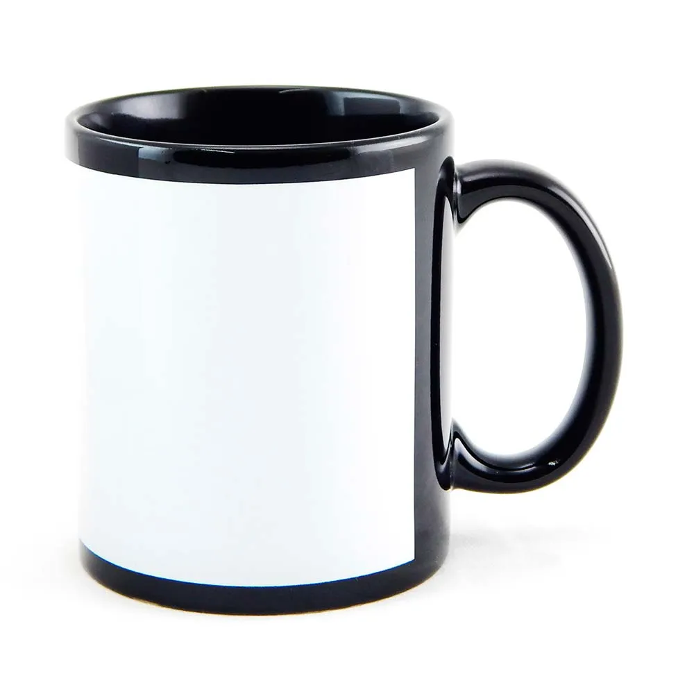 CANECA PRETA COM FAIXA BRANCA