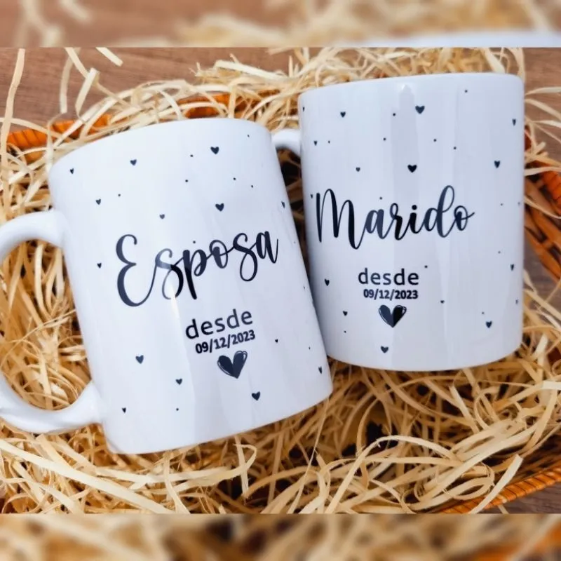 JOGO 02 CANECAS PERSONALIZADAS ESPOSA E MARIDO COMNMES