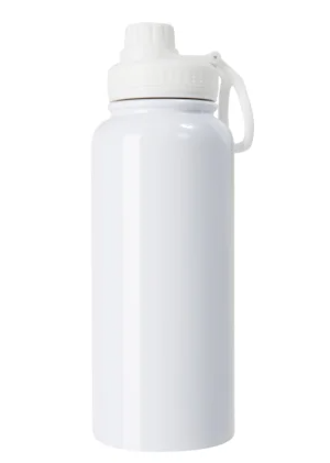 Garrafa Squeeze Térmica Com Tampa Emborrachada Branca de 900ml
