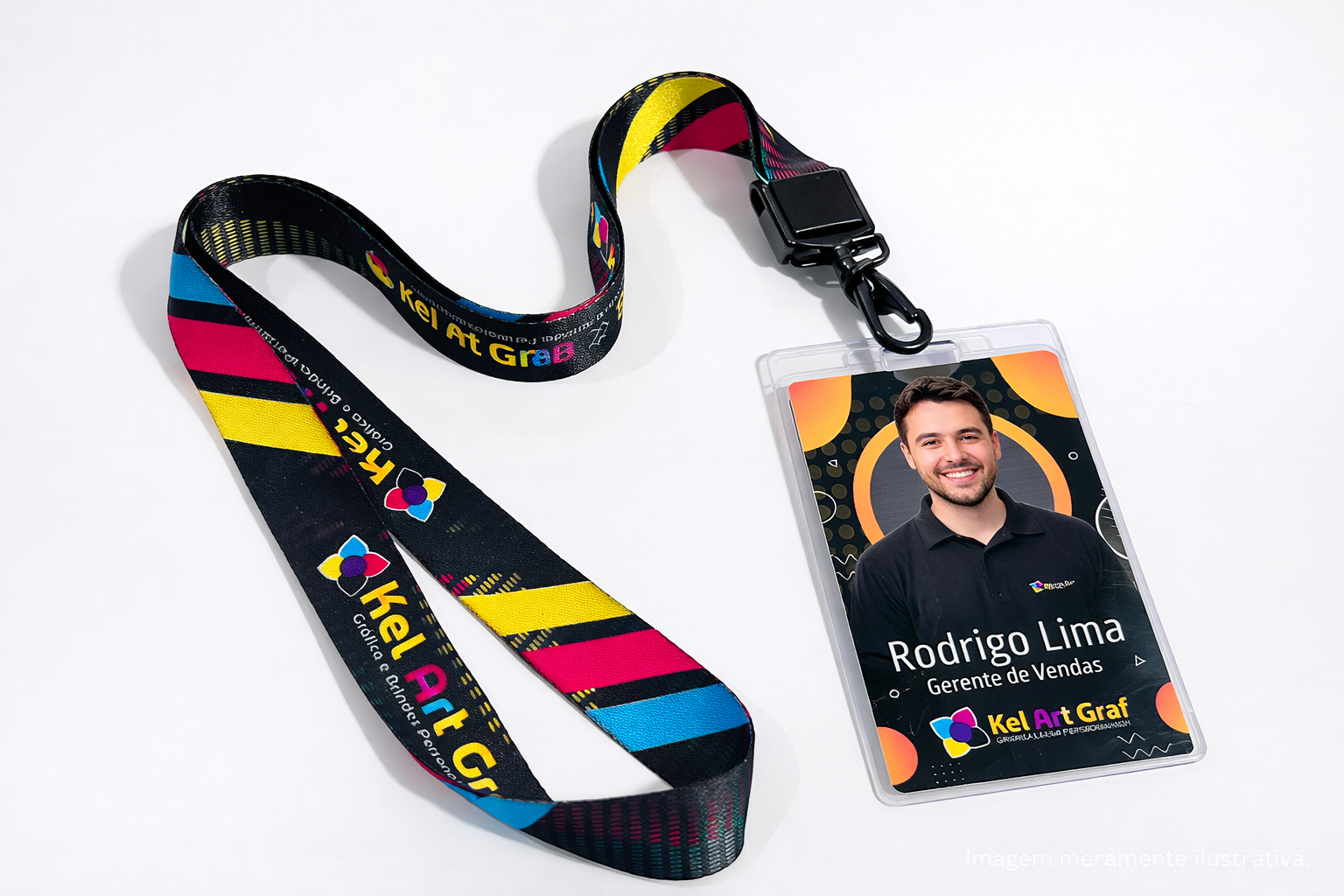 🎫 Crachá Personalizado + Cordinha (Sublimação Total)